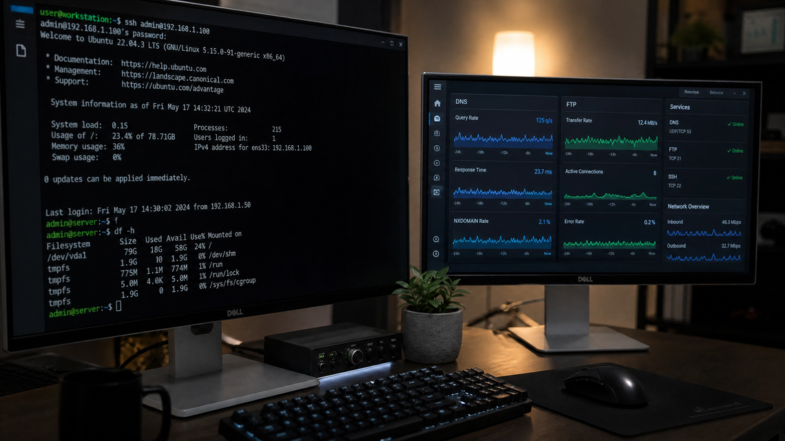Administración remota de servidores: SSH, DNS, FTP y redes